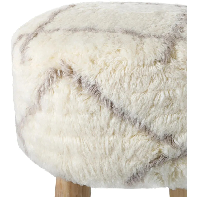 Ručně tkaná vlněná boho stolička s pěnovým polštářem a dřevěnou základnou, 40,6 cm V x 40,6 cm Š, krémová a hnědá