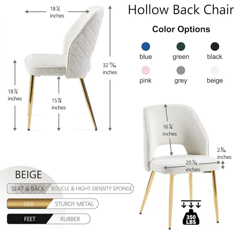 Sametové jídelní židle s otevřenou zadní částí, zlatými kovovými nohami a ergonomickým designem, nosnost 159 kg, sada 4 ks